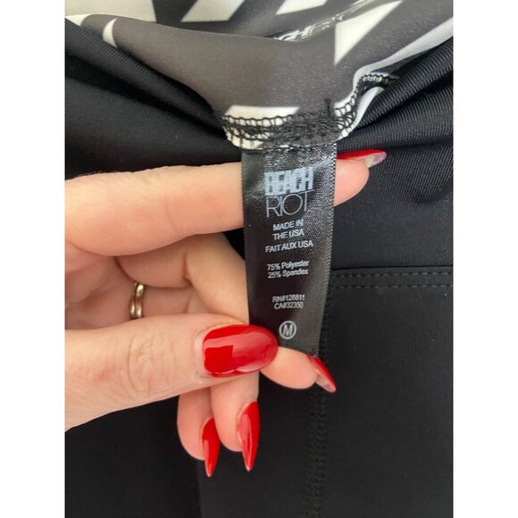 Beach Riot Houndstooth Colorblock Black White Leggings-sz Medium - Picture 6 of 10